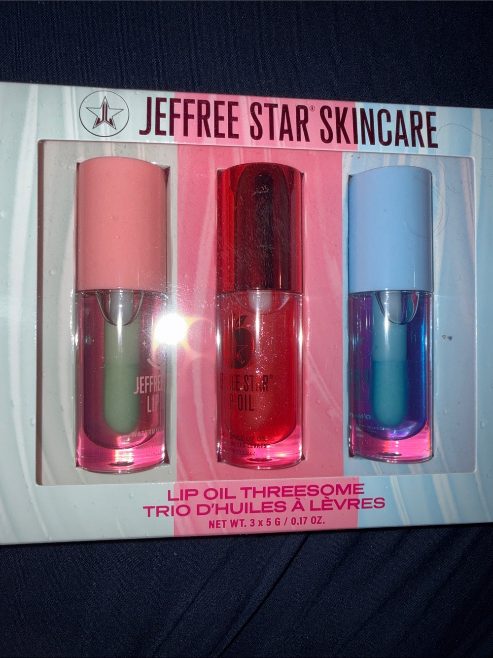 Jeffree Star Lip Oil Trio — Pink, Red, Blue